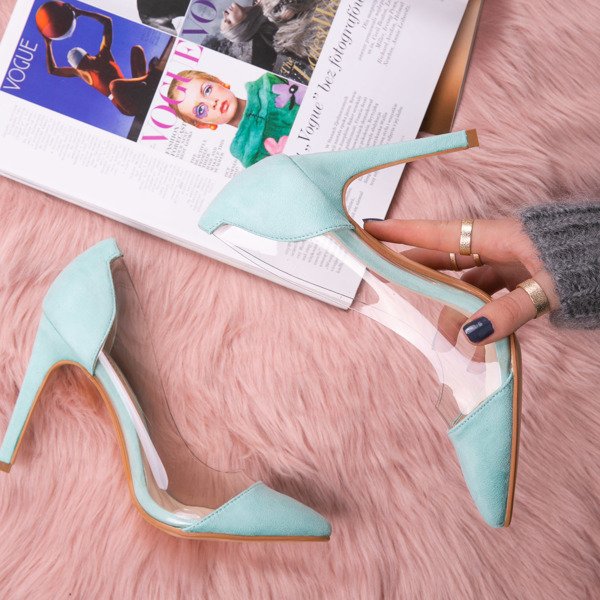 Niebieskie czółenka na szpilce Breanna- Obuwie