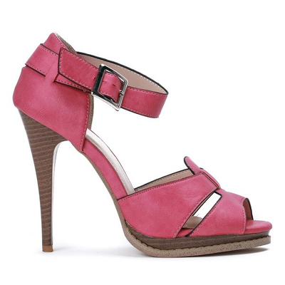 Różowe sandały na szpilce ze sprzączką Sarita - Obuwie