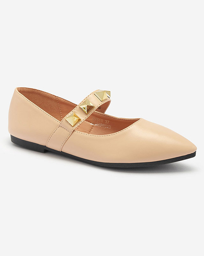 Balerini bej cu toc plat pentru femei, cu cuier Dejika - Încălțăminte