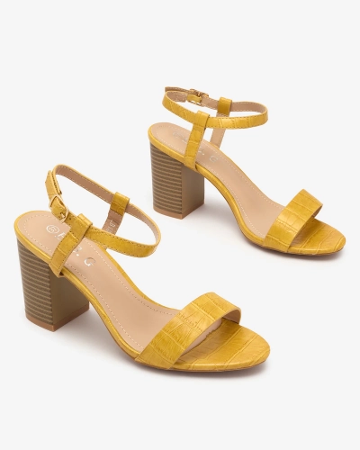 Sandale de damă galbene cu ștanțare Francola- Footwear