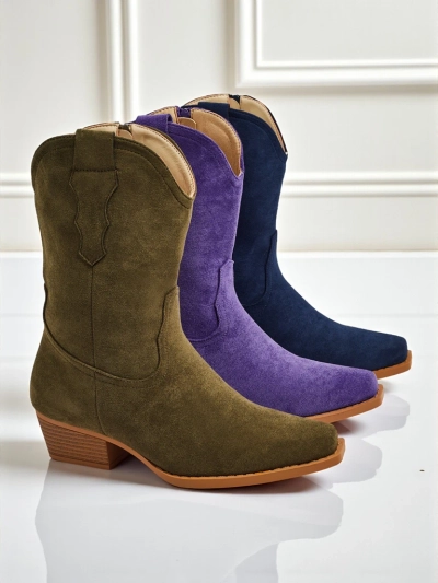 Botine cowboy de damă din piele ecologică întoarsă SpireHush