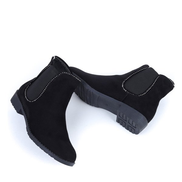 Czarne sztyblety z cyrkoniami Elizabeth - Obuwie