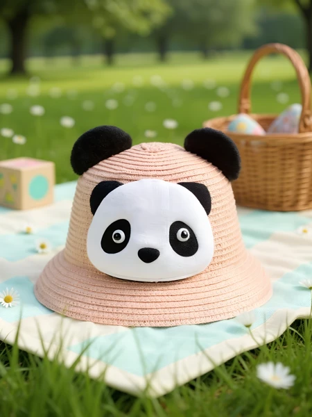 Royalfashion Pălărie de paie pentru copii Panda