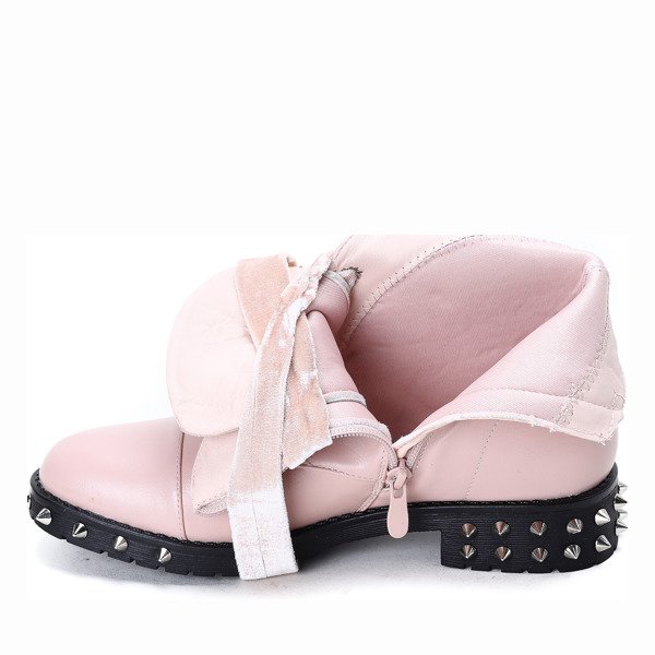 Różowe workery z perełkami i cyrkoniami Kim - Obuwie