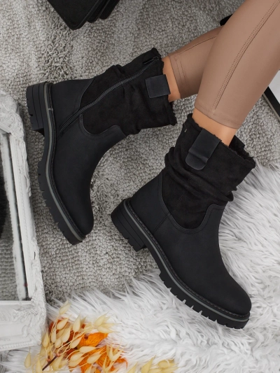 Botine înalte de damă din piele ecologică întoarsă Liora