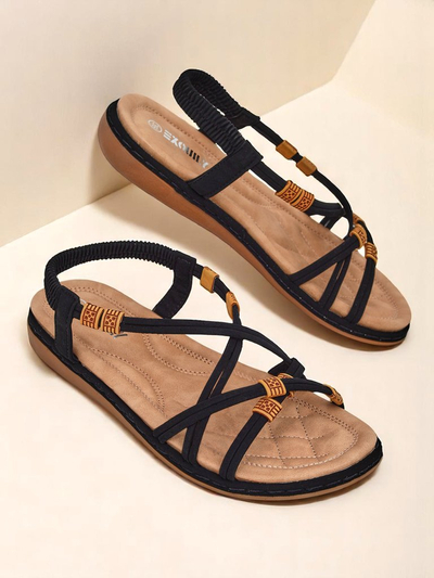 Sandale de dama Royalfashion Evita Nero piele ecologica slip-on