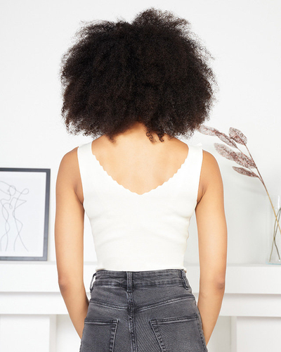 Top cu bretele crem pentru damă - Îmbrăcăminte