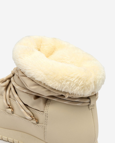 Royalfashion Cizme de zăpadă slip-on pentru femei de culoare bej Iredas