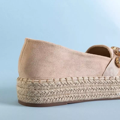 OUTLET Espadrile de dama bej cu cristale Erilla - Incaltaminte