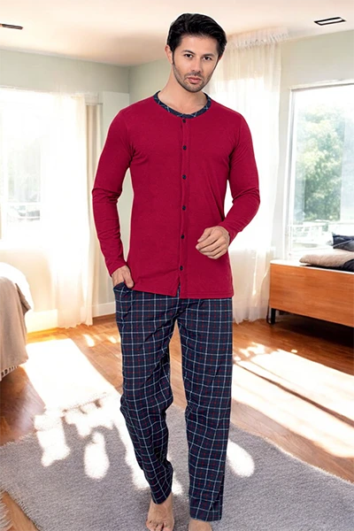 Pijamale bărbați Royalfashion din bumbac cu carouri