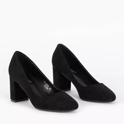 OUTLET Pompe de dama negre pe post Tirika - Incaltaminte