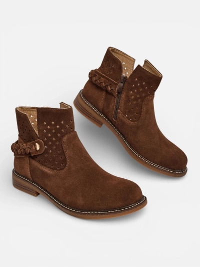 Ażurowe botki damskie ze skóry naturalnej Unimi