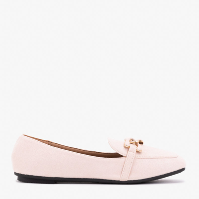 Mocasini de dama bej cu decor Olly - Pantofi