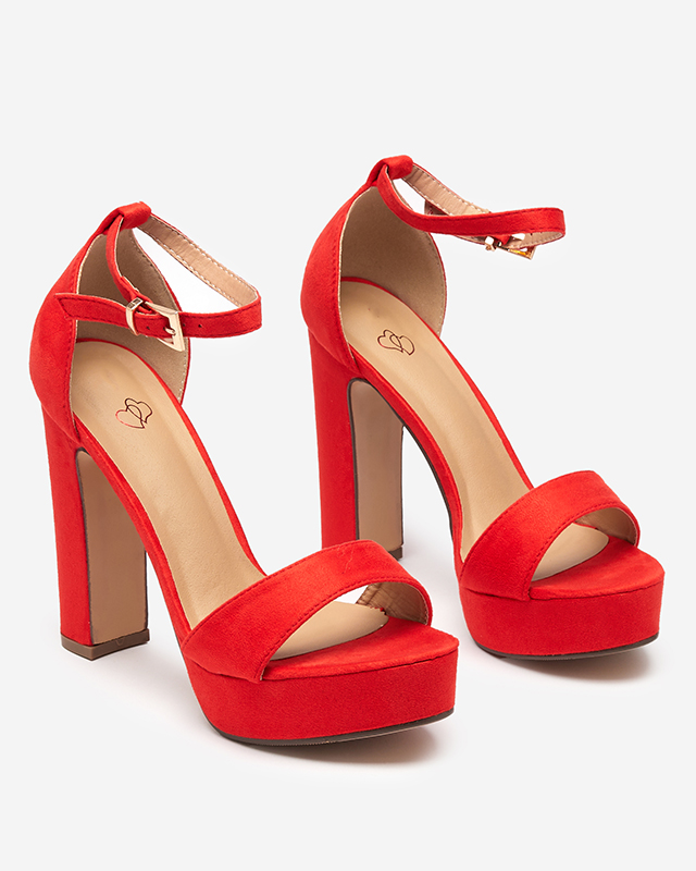 Sandale de damă portocalii cu toc mai înalt Cerista - Încălțăminte