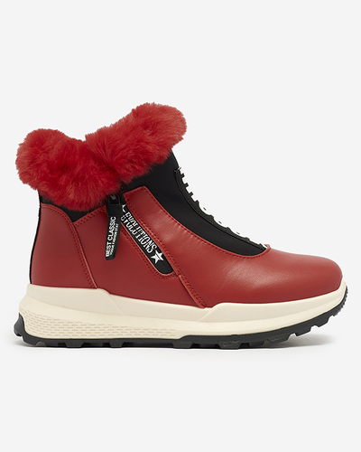 Cizme izolate roșii pentru femei cu blană Scherr- Footwear