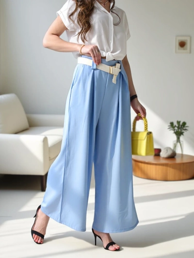 Pantaloni largi de damă Royalfashion cu curea