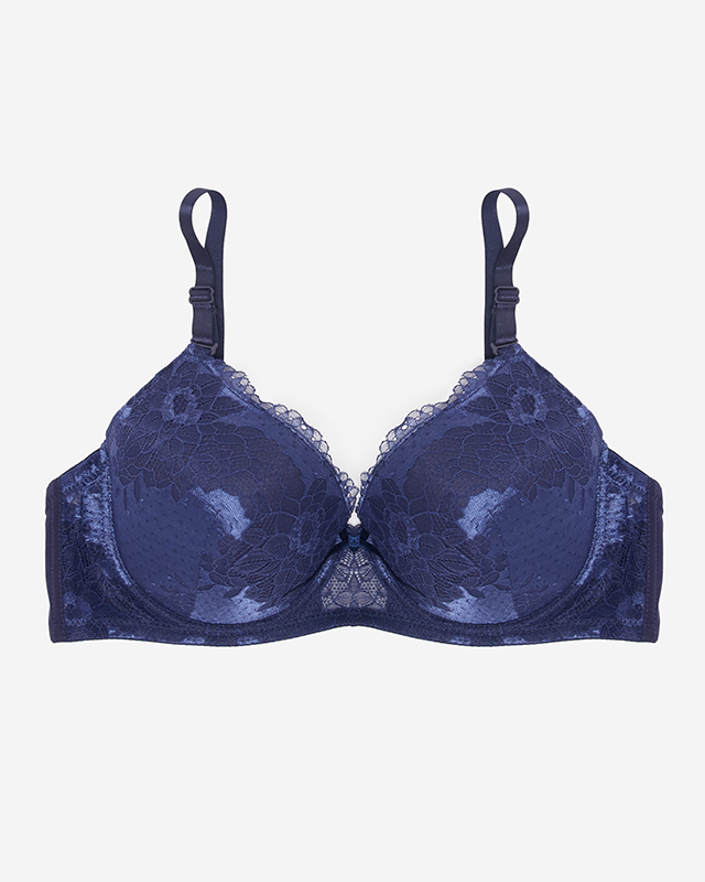 Sutien bleumarin cu dantelă decorativă - Lenjerie intimă