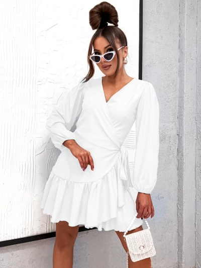 Rochie mini cu cravată pentru femei Royalfashion cu volane
