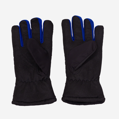 Mănuși izolate negre pentru bărbați cu inscripții și inserții cobalt - Accesorii