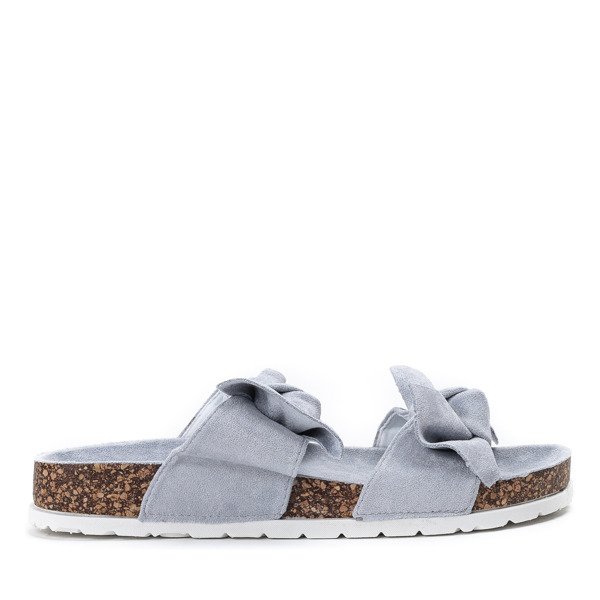 Niebieskie klapki z kokardką Marecia - Obuwie