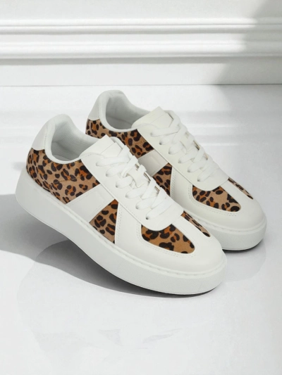 Sneakers Damski Calista Leopardia - Blanku Kuero Eko Tela Primavera 4cm