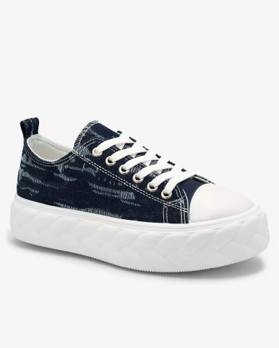 Royalfashion Adidași de damă din denim albastru marin cu frecare Nerolera