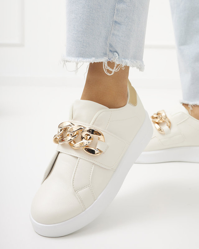 Pantofi sport slip-on dama crem Derera - Incaltaminte