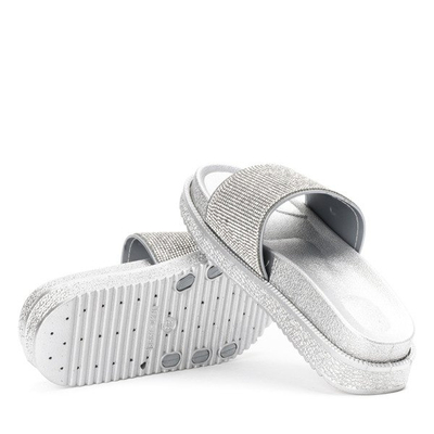 Srebrne klapki z cyrkoniami Louisiana - Obuwie