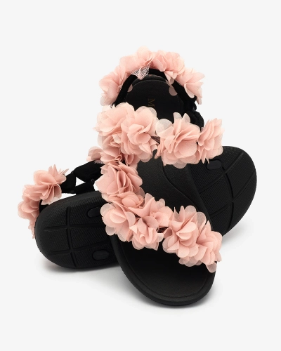 Royalfashion Sandale de damă roz strălucitor cu flori Alferroy