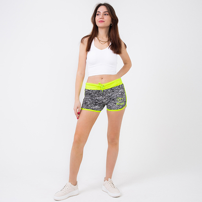 Pantaloni scurți sport pentru damă, galben negru și negru - Îmbrăcăminte