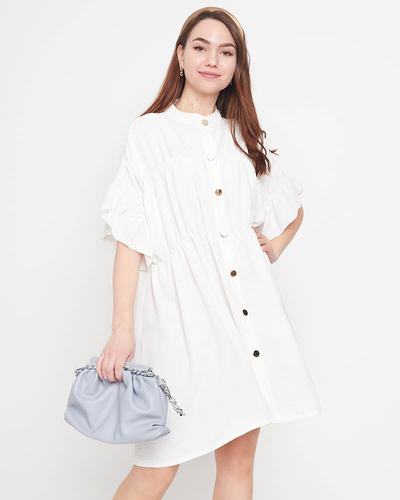 Rochie albă de damă până la genunchi - Îmbrăcăminte