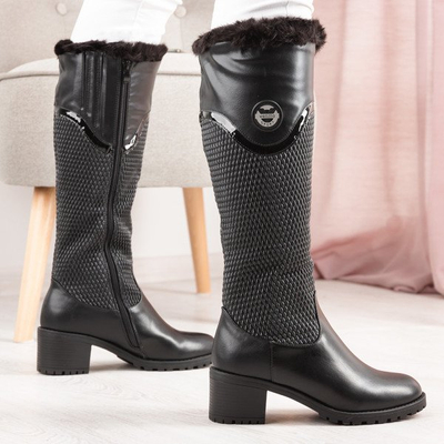 Cizme negre pe un post inferior Meri - Încălțăminte