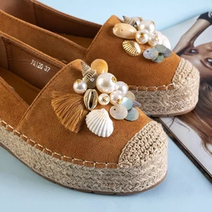 OUTLET Espadrile dama maro cu ornamente Ainura - Pantofi