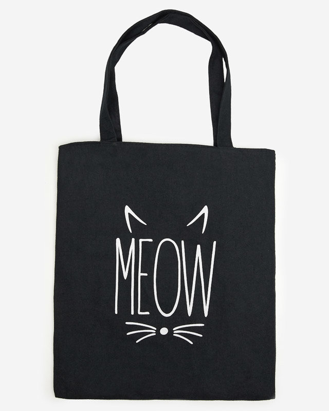 Geantă neagră din material textil cu inscripție - Accesorii