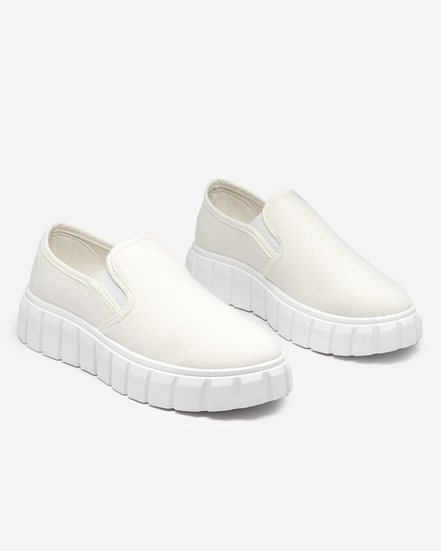 OUTLET Pantofi slip-on de dama albi pe talpa groasa Tenri - Incaltaminte