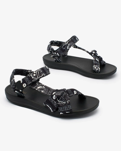 Royalfashion Sandale negre pentru femei cu fundiță Oyall