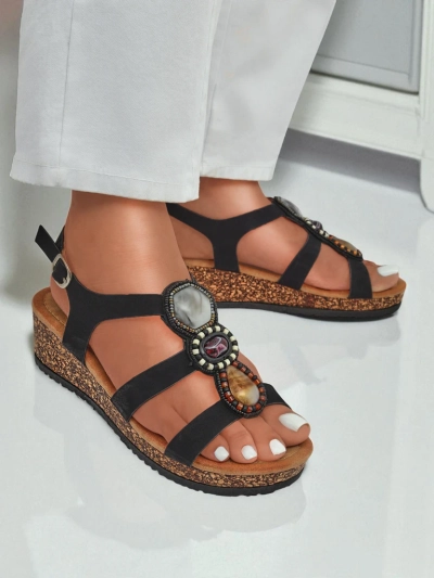 Royalfashion Sandale cu platformă pentru femei, cu pietre Grace Shine
