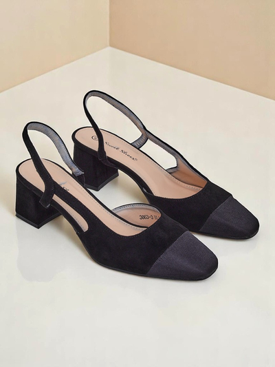 Royalfashion Zapatos de salón de tacón bajo con adorno en la puntera Eleganzo para mujer
