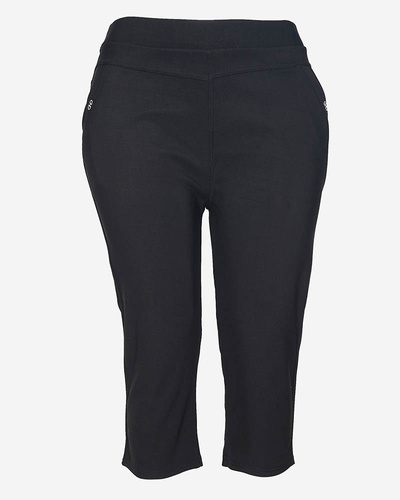 Pantaloni scurți 3/4 de damă în negru PLUS SIZE - Îmbrăcăminte