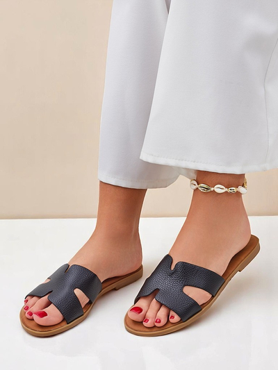 Royalfashion Papuci de damă cu talpă plată Stil casual