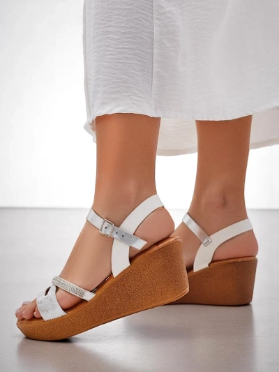 Sandale cu wedge pentru femei Royalfashion cu strassuri și sclipici Eclat