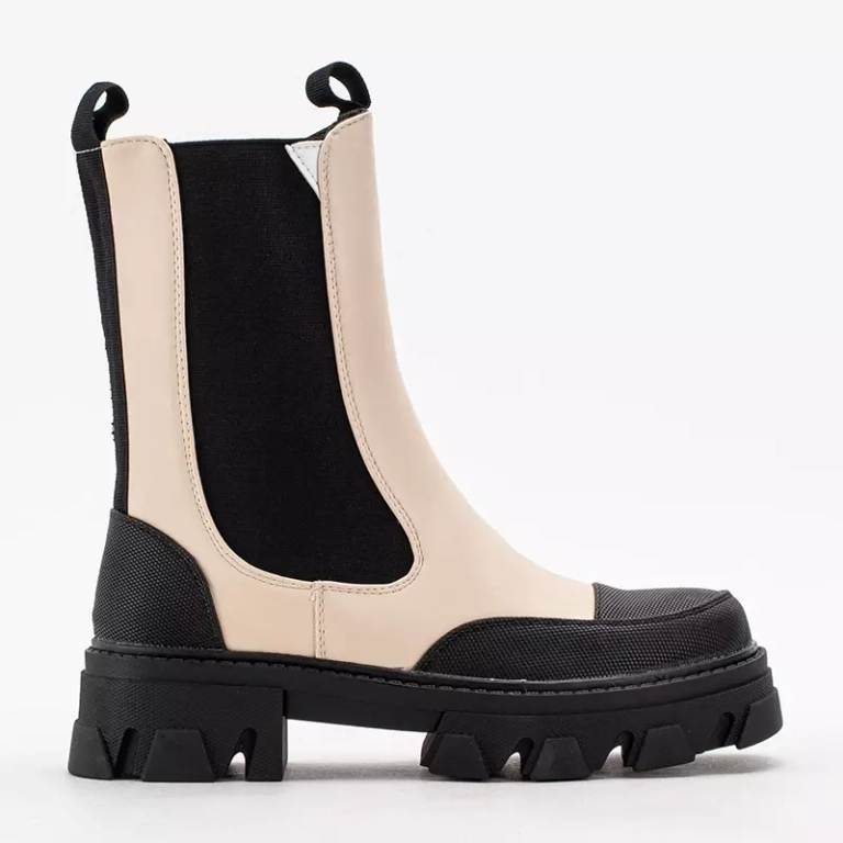 OUTLET Cizme de dama bej pe talpa masiva Rosidi - Incaltaminte