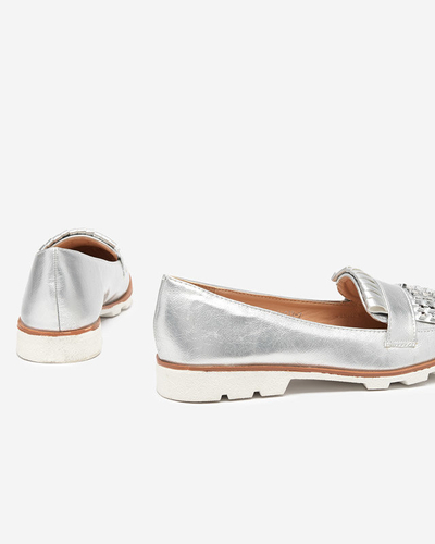 OUTLET Mocasini lacuiti argintii cu jeturi Fanreso - Incaltaminte