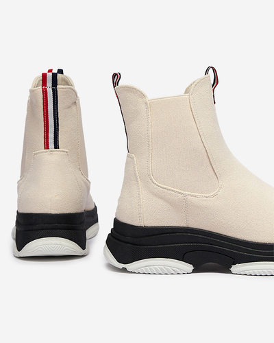 Cizme de damă din piele ecologică izolată de culoare bej Ducti- încălțăminte