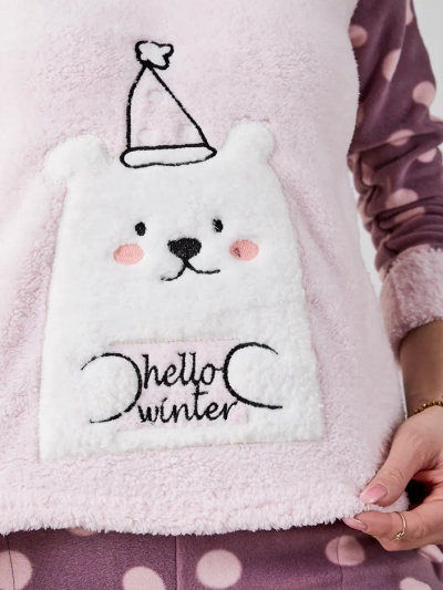 Royalfashion Set de pijama pentru femei a'la fleece Hello Winter