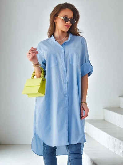 Royalfashion Cămașă lungă din bumbac pentru femei, oversize