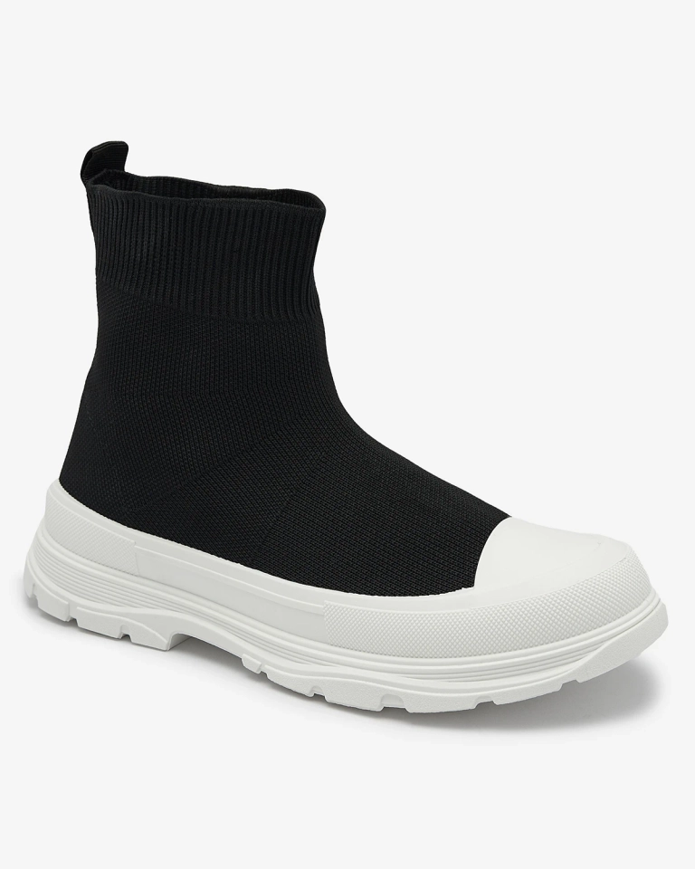 Negru pantofi de sport de damă înalți slip-on a'la sneakers Vertiks - Încălțăminte