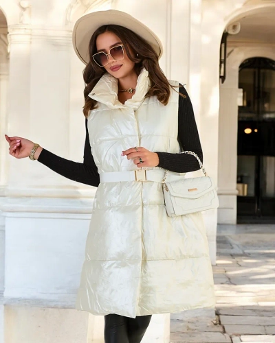 Royalfashion Vestă lungă pentru femei a'la leather