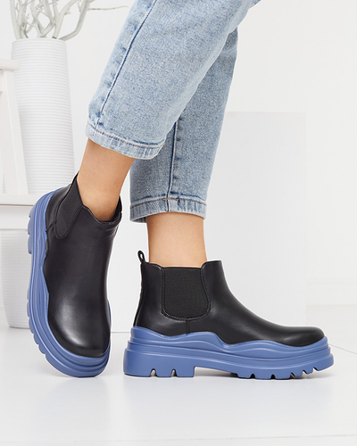 Cizme negre de damă cu slip-on pe talpă Beja mov - Încălțăminte