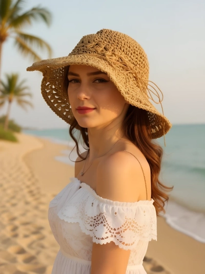 Royalfashion Pălărie de paie pentru femei Dantelă Breeze